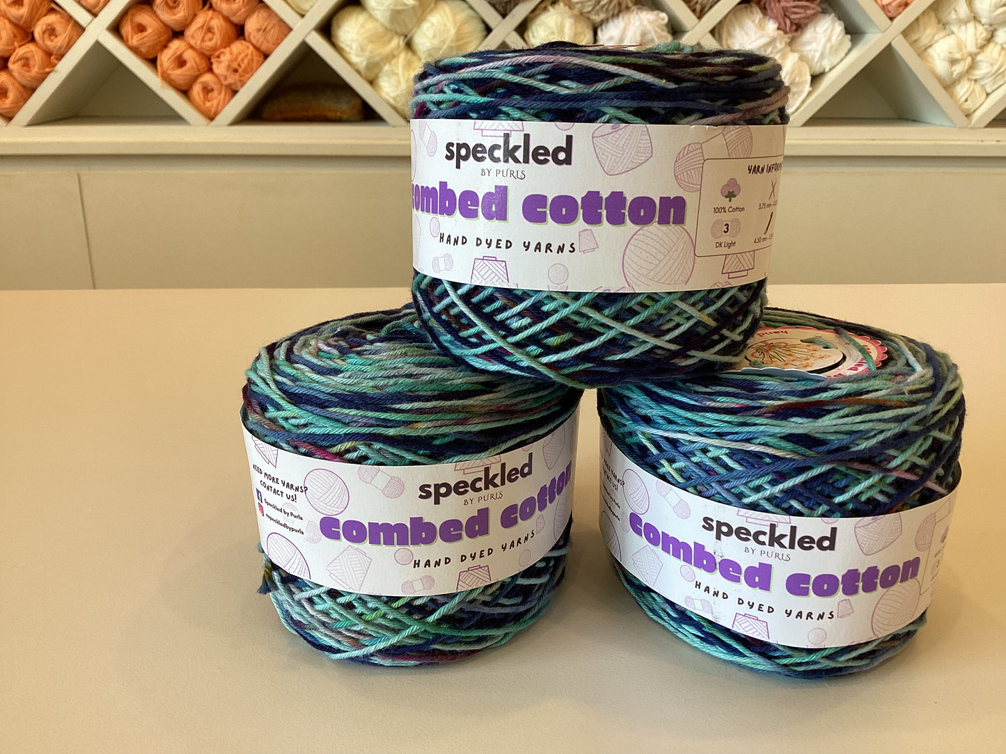 Combed Cotton Cakes  by @speckledbypurls