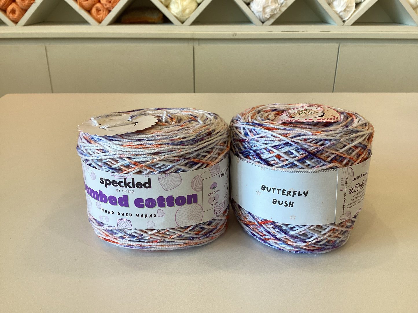Combed Cotton Cakes  by @speckledbypurls
