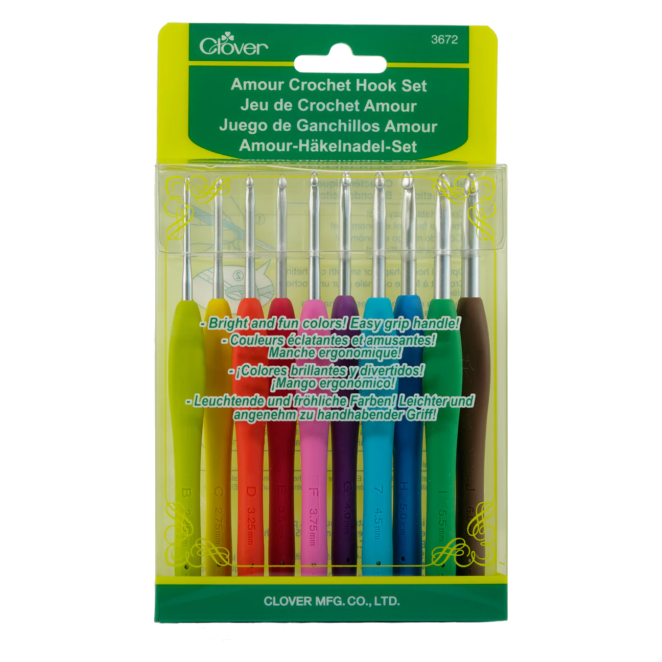Clover 3672 Amour Crochet Hook Set, 10 sizes